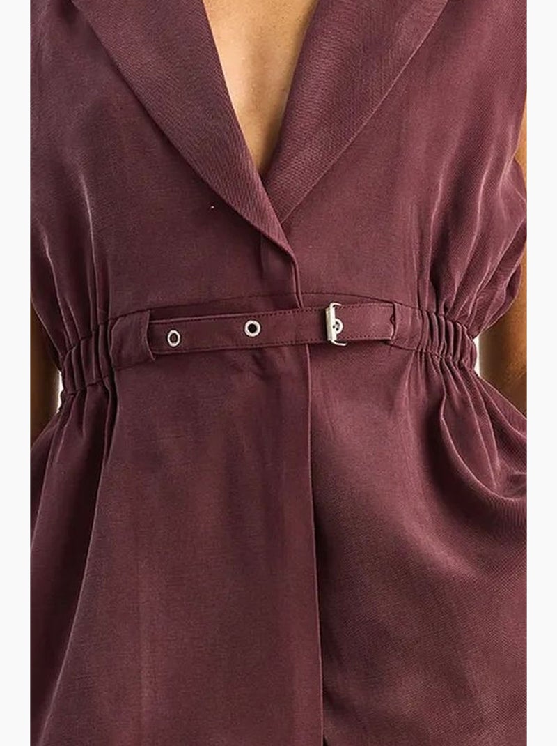 Conjunto de pernera ancha de talle alto con cuello de chaqueta lucci Malva - Kiabi