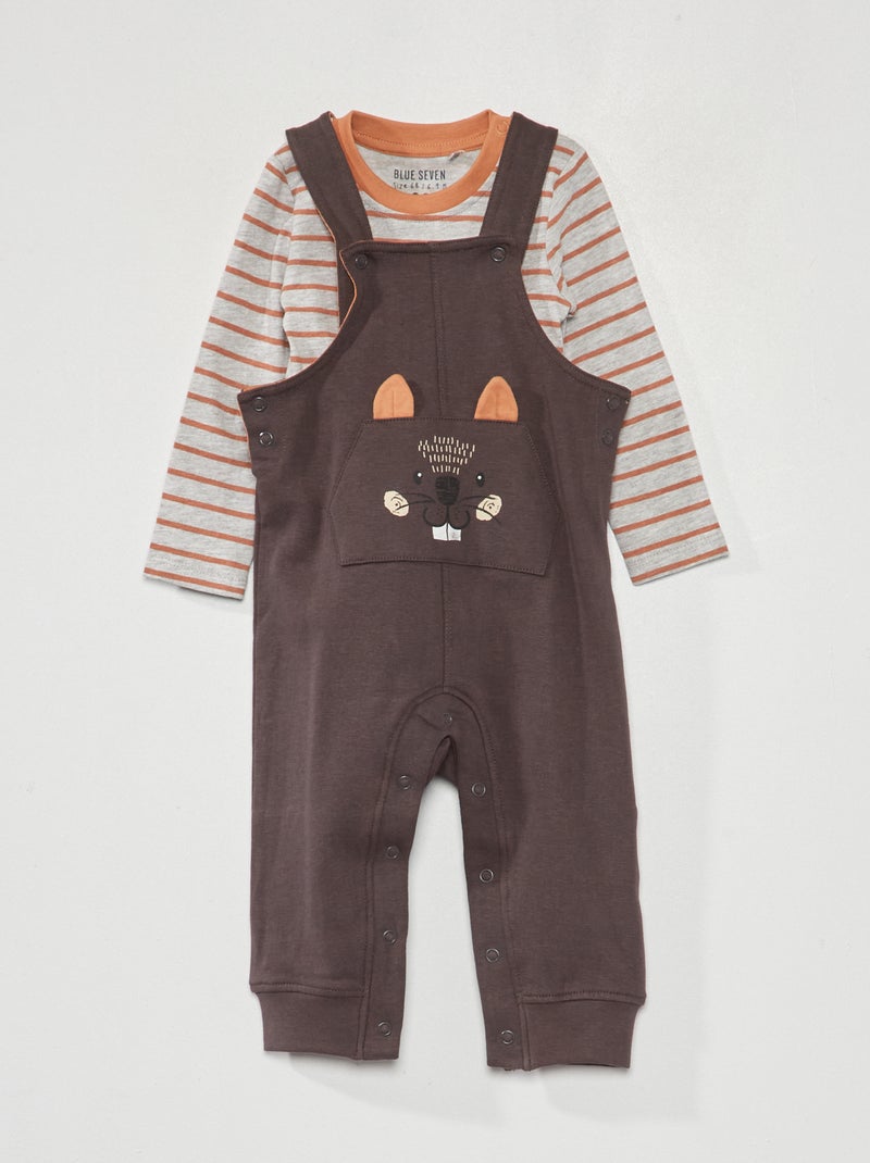 Conjunto de peto + body - 2 piezas GRIS - Kiabi