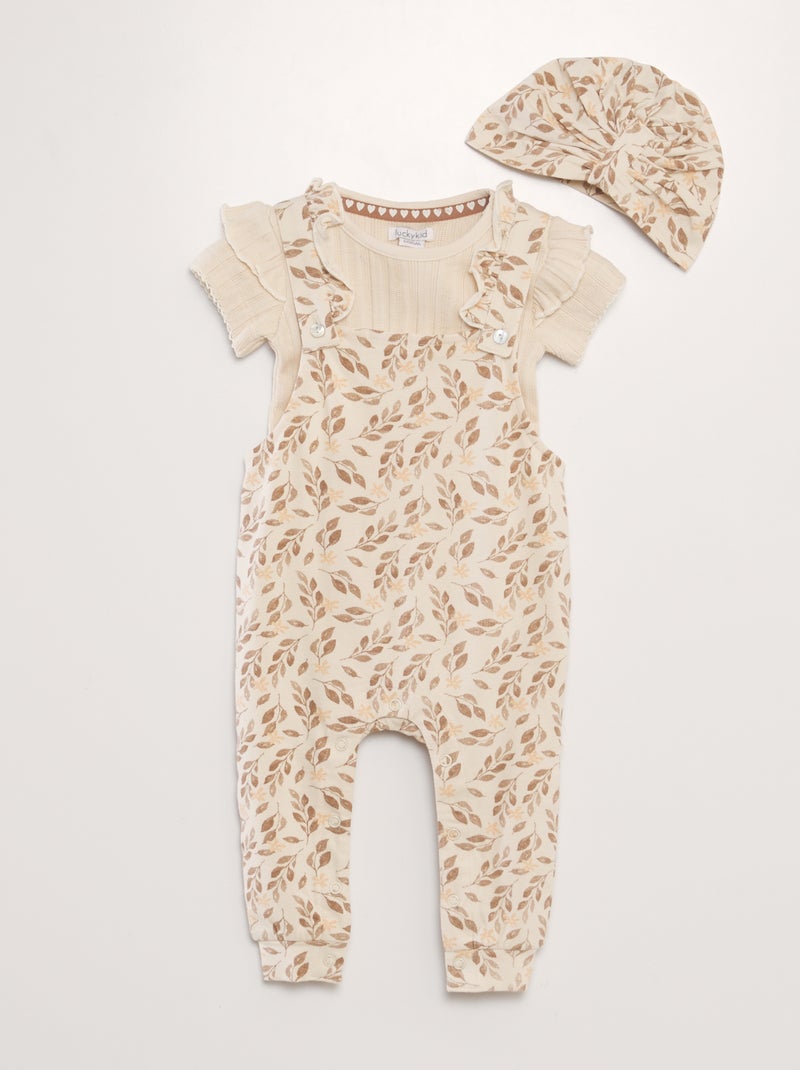 Conjunto de peto + body + turbante  - 2 piezas BEIGE - Kiabi