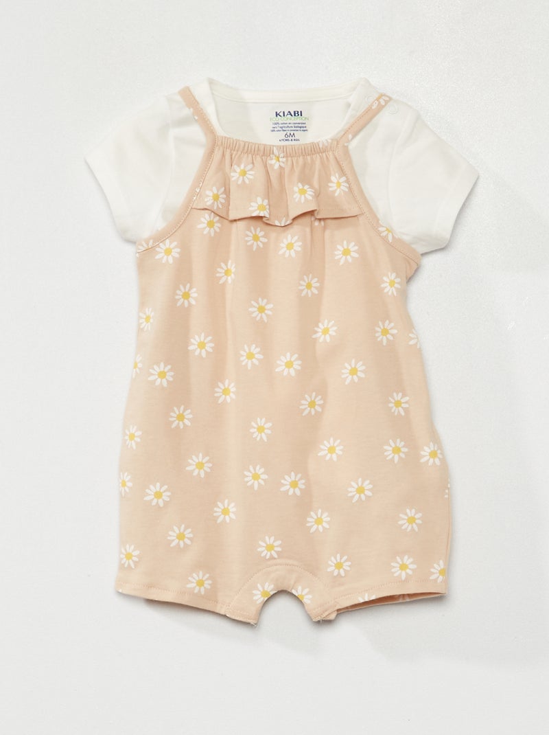 Conjunto de peto + camiseta de algodón BEIGE - Kiabi