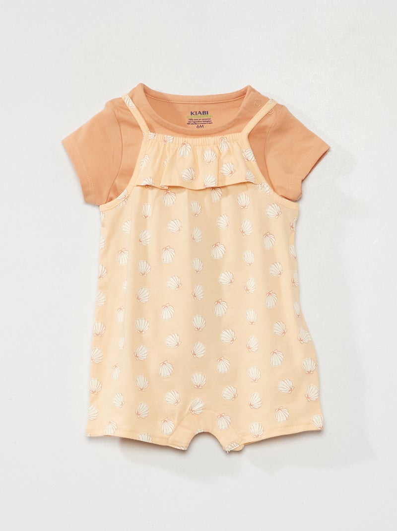Conjunto de peto + camiseta de algodón NARANJA - Kiabi