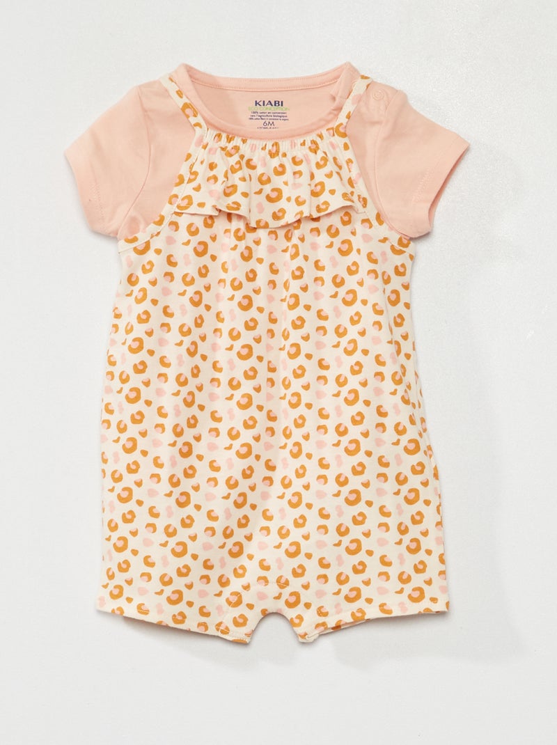 Conjunto de peto + camiseta de algodón ROSA - Kiabi