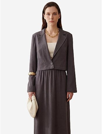 Conjunto de pierna ancha con chaqueta abotonada de my fashion
