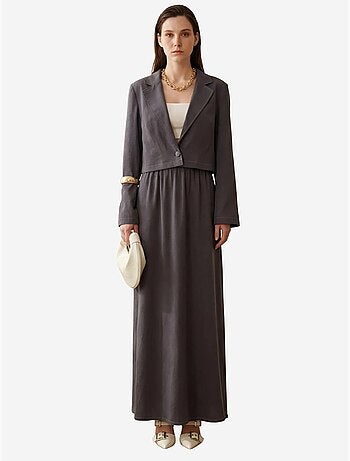 Conjunto de pierna ancha con chaqueta abotonada de my fashion