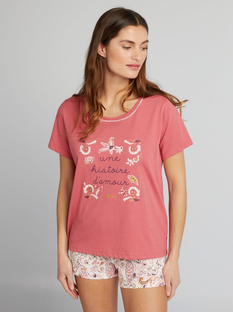 Conjunto de pijama - Short + camiseta - 2 piezas ROSA - Kiabi