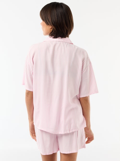 Conjunto de pijama a rayas camiseta + pantalón corto - Kiabi