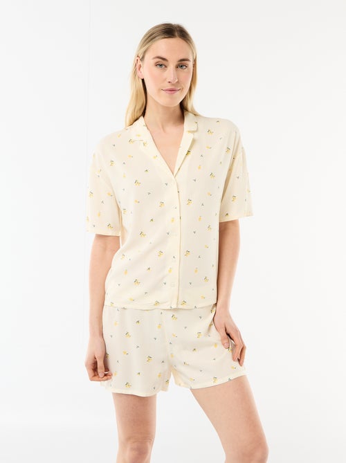 Conjunto de pijama all-over a rayas camiseta + Pantalón corto - Kiabi