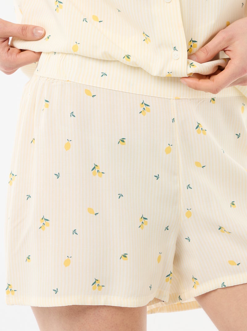 Conjunto de pijama all-over a rayas camiseta + Pantalón corto Amarillo - Kiabi