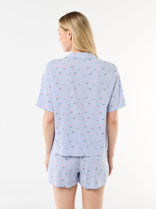 Conjunto de pijama all-over a rayas camiseta + Pantalón corto - Kiabi