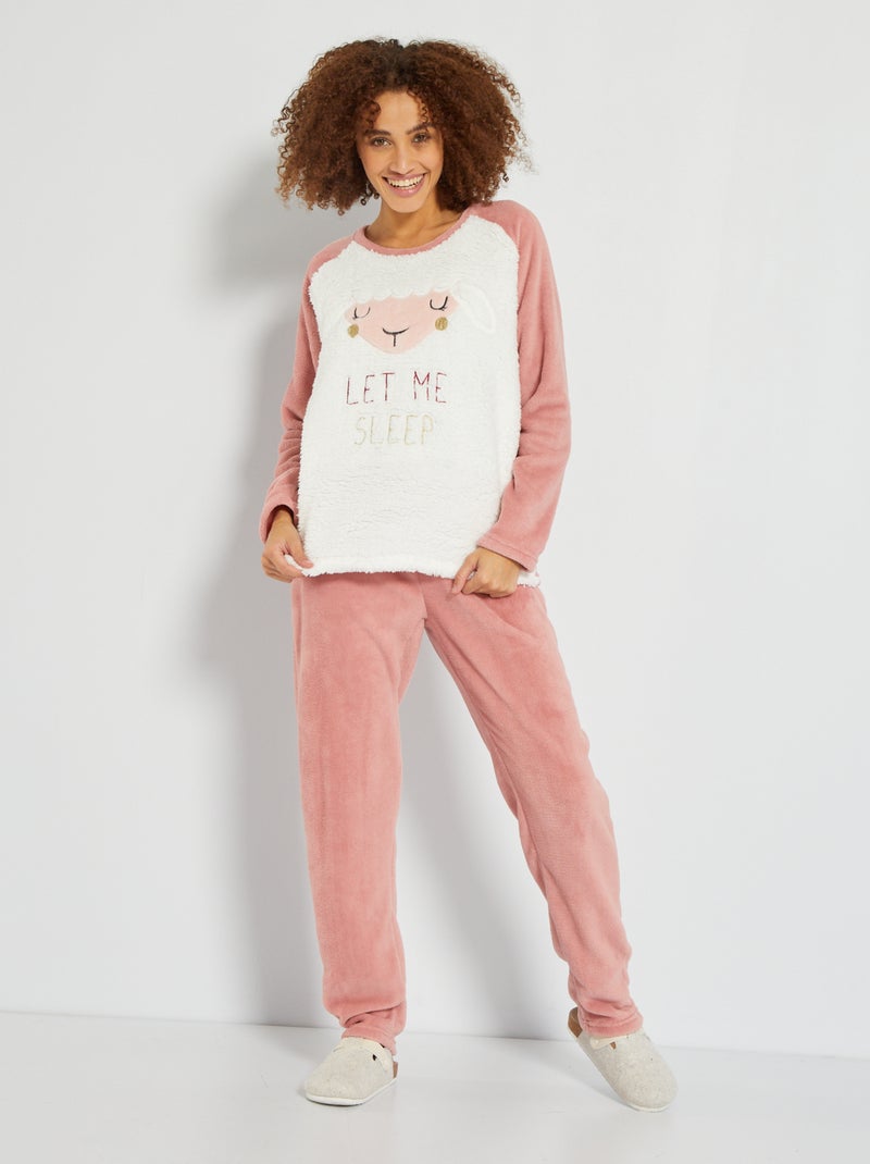 Conjunto de pijama 'animal' de pelo ROSA - Kiabi