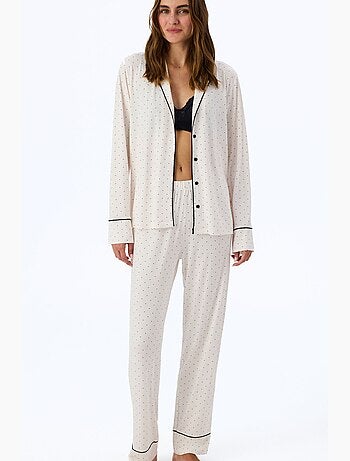 Conjunto de pijama arya de camisa y pantalón con lunares y manga larga penti