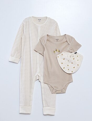 Conjunto de pijama + body + babero - 3 piezas