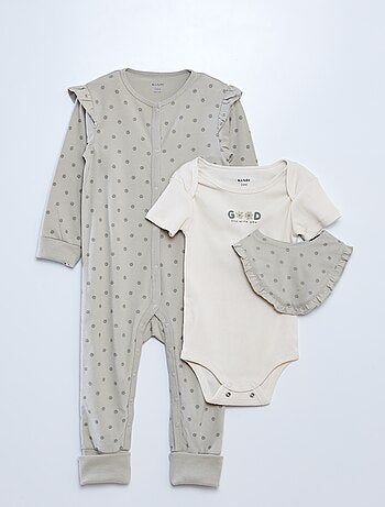 Conjunto de pijama + body + babero - 3 piezas