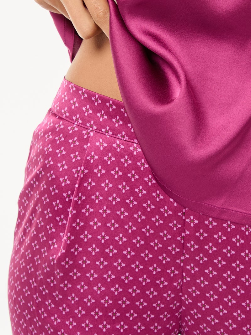 Conjunto de pijama camiseta de tirantes + pantalón satinado - 2 piezas Purpura - Kiabi