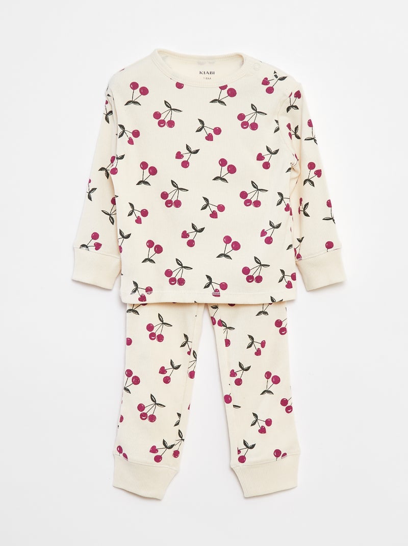 Conjunto de pijama camiseta + pantalón - 2 piezas Blanco - Kiabi