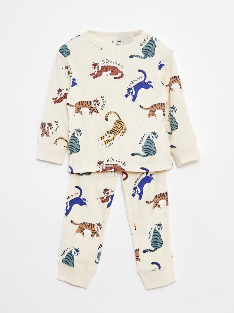 Conjunto de pijama camiseta + pantalón - 2 piezas Blanco - Kiabi