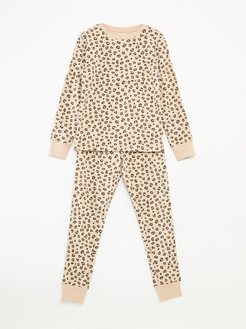 Conjunto de pijama camiseta + pantalón -  2 piezas Marron - Kiabi