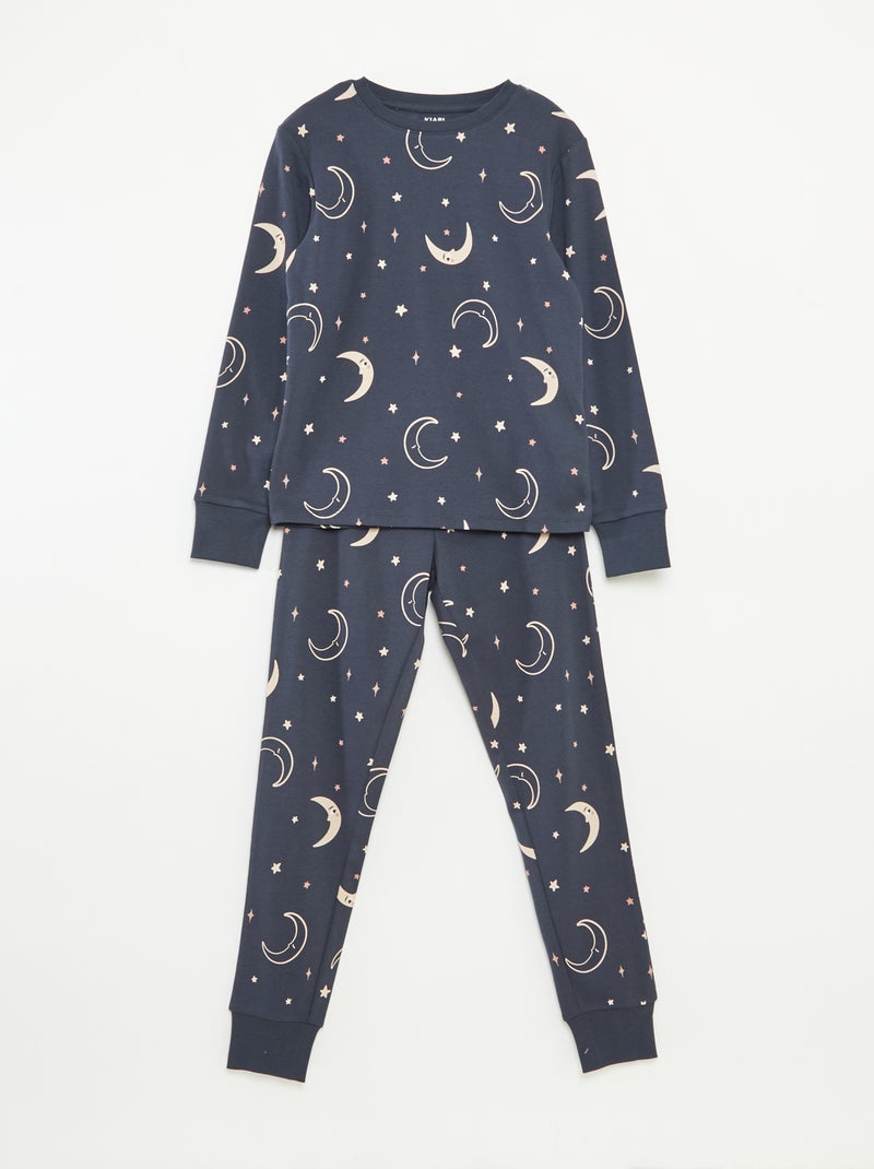 Conjunto de pijama camiseta + pantalón -  2 piezas Negro - Kiabi