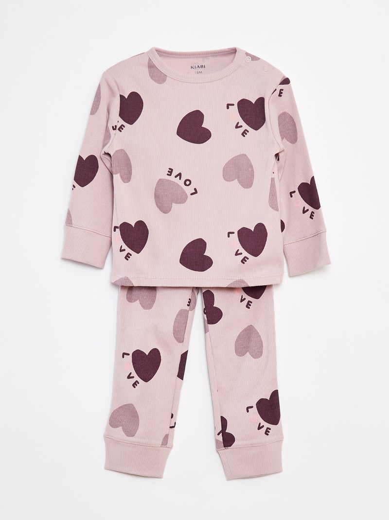 Conjunto de pijama camiseta + pantalón - 2 piezas Purpura - Kiabi