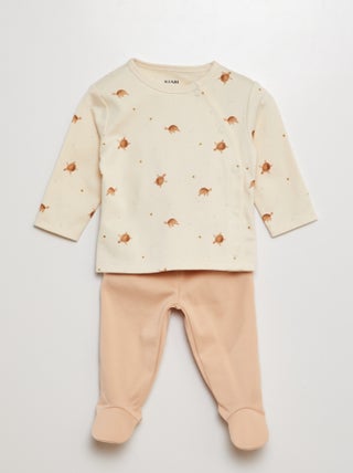 Conjunto de pijama camiseta + pantalón con pies - 2 piezas