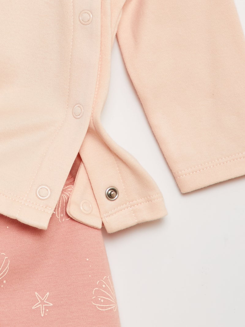 Conjunto de pijama camiseta + pantalón con pies - 2 piezas ROSA - Kiabi