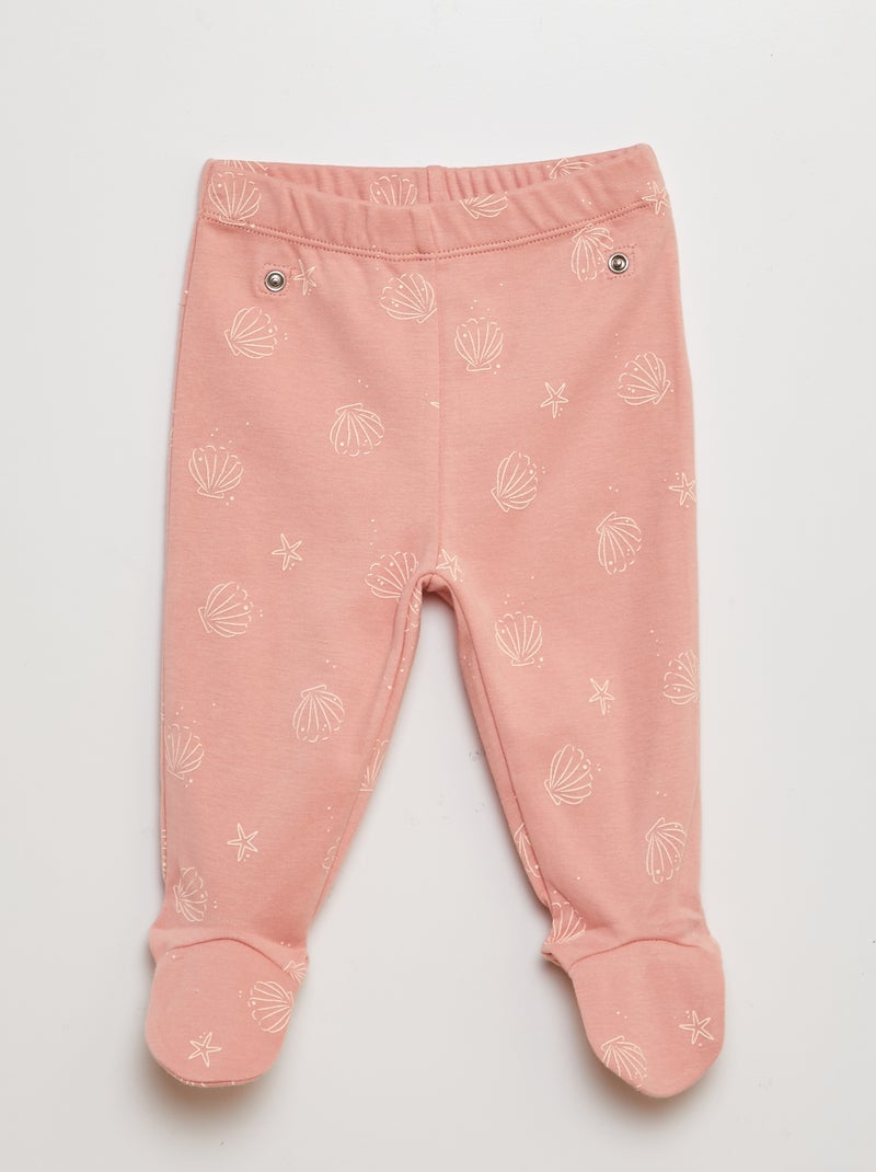 Conjunto de pijama camiseta + pantalón con pies - 2 piezas ROSA - Kiabi