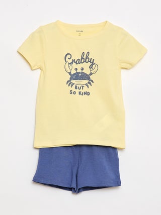 Conjunto de pijama camiseta + pantalón corto - 2 piezas