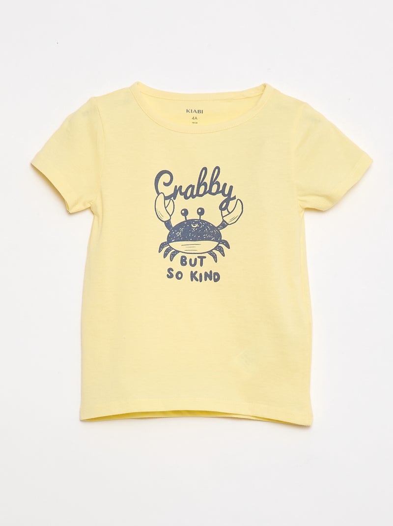 Conjunto de pijama camiseta + pantalón corto - 2 piezas Amarillo - Kiabi
