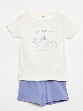 Conjunto de pijama camiseta + pantalón corto - 2 piezas