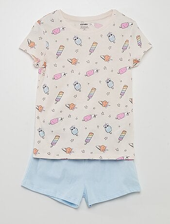 Conjunto de pijama: Camiseta + pantalón corto  - 2 piezas