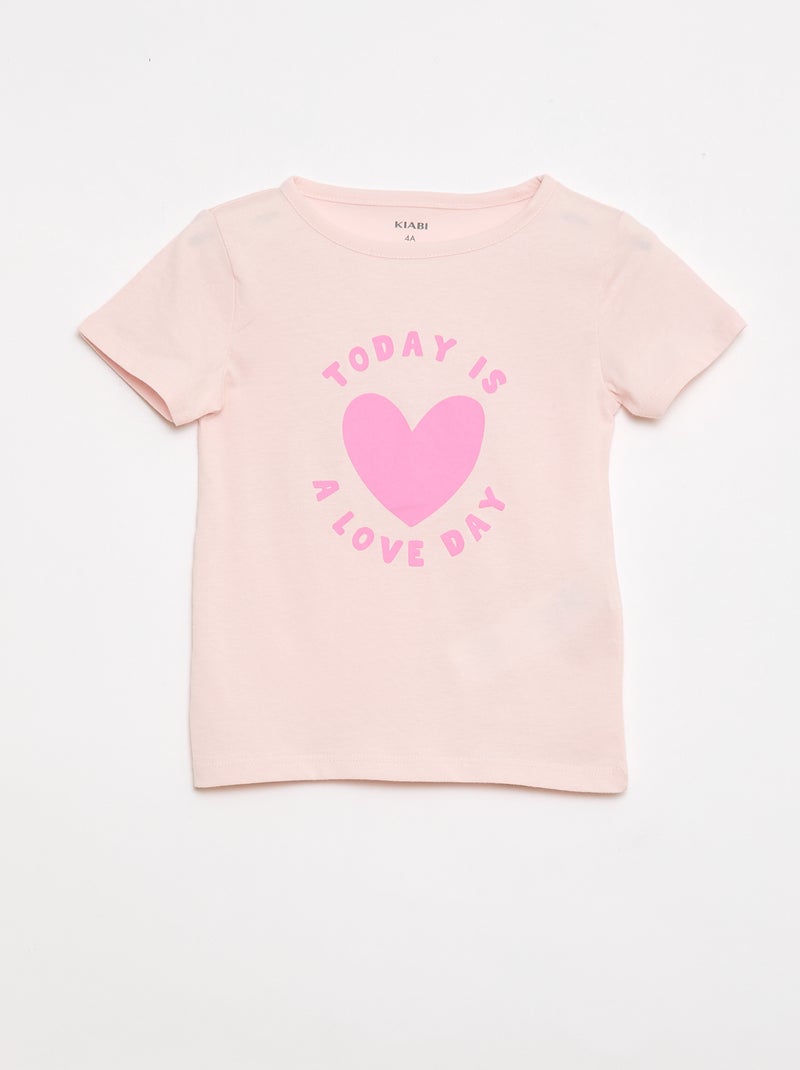Conjunto de pijama camiseta + pantalón corto - 2 piezas Rosa - Kiabi