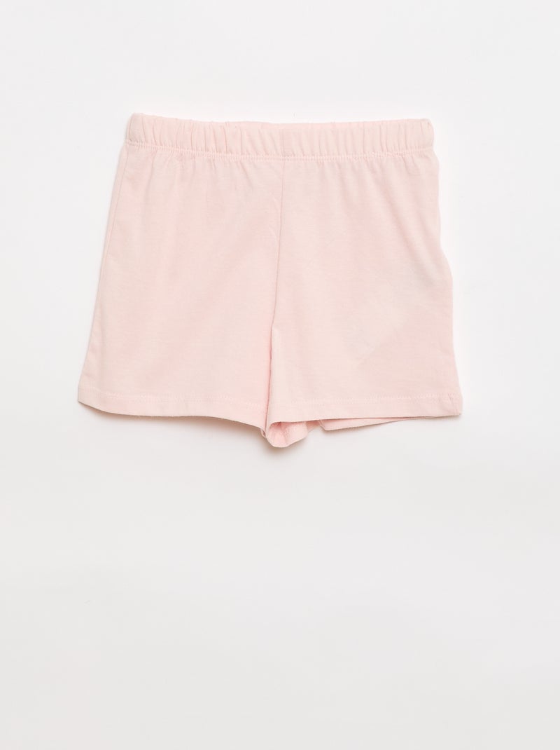 Conjunto de pijama camiseta + pantalón corto - 2 piezas Rosa - Kiabi