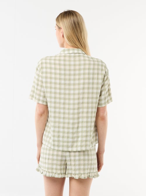 Conjunto de pijama camiseta + Pantalón corto de cuadros - Kiabi