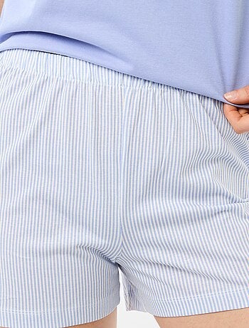 Conjunto de pijama camiseta + pantalón corto en punto de algodón