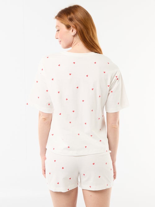 Conjunto de pijama camiseta + pantalón corto en punto de algodón - Kiabi