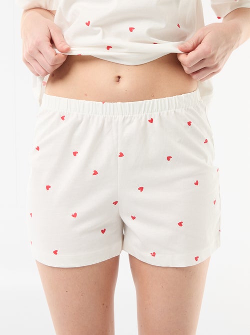 Conjunto de pijama camiseta + pantalón corto en punto de algodón - Kiabi