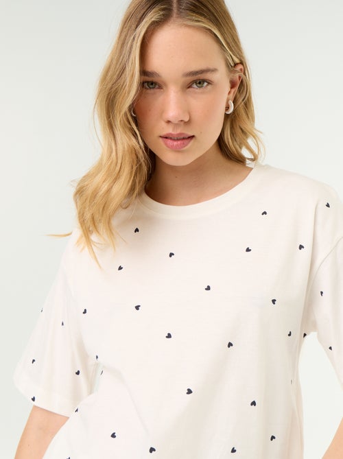 Conjunto de pijama camiseta + pantalón corto en punto de algodón - Kiabi