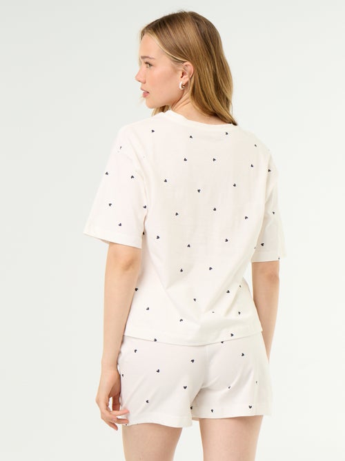 Conjunto de pijama camiseta + pantalón corto en punto de algodón - Kiabi
