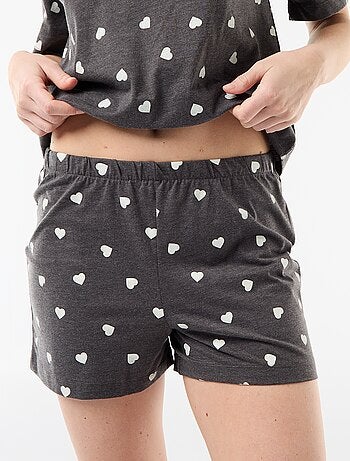 Conjunto de pijama camiseta + pantalón corto en punto de algodón