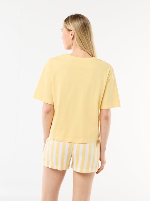Conjunto de pijama camiseta + pantalón corto en punto de algodón - Kiabi