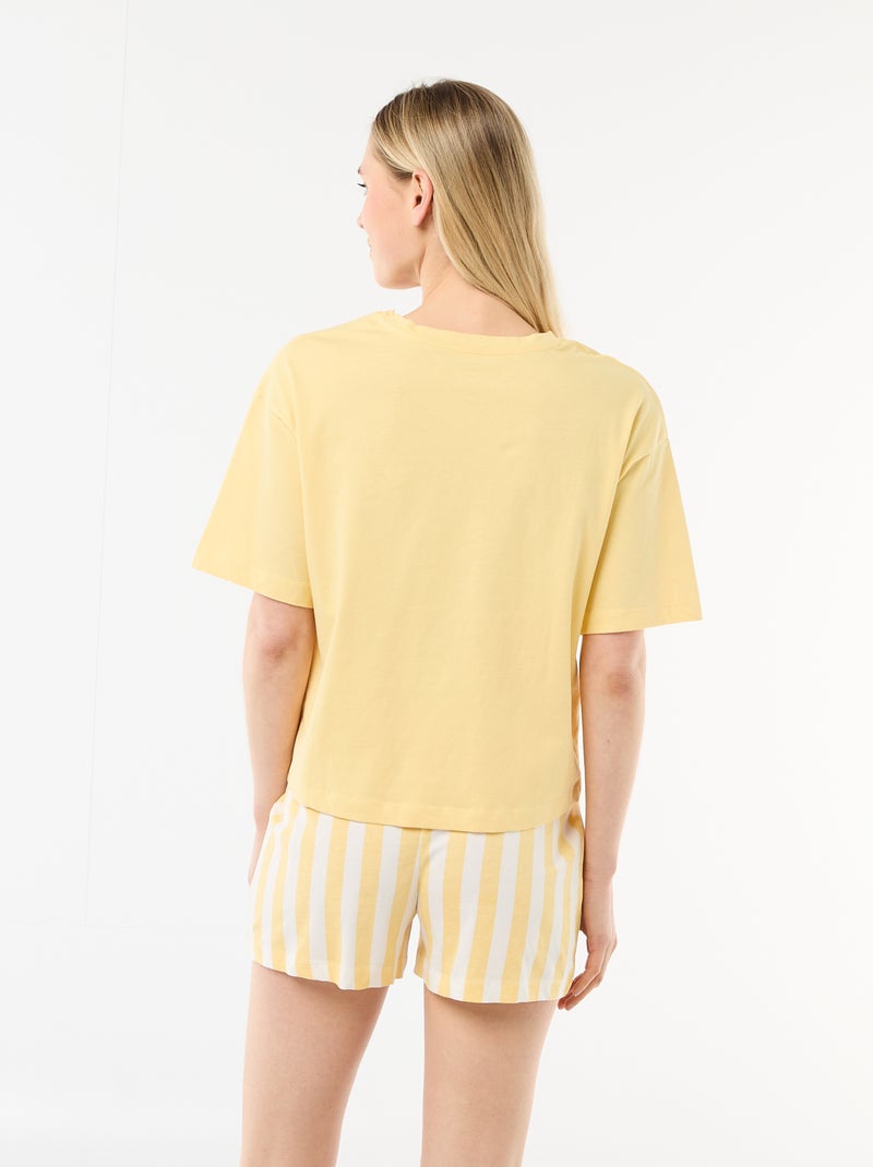 Conjunto de pijama camiseta + pantalón corto en punto de algodón Gris - Kiabi