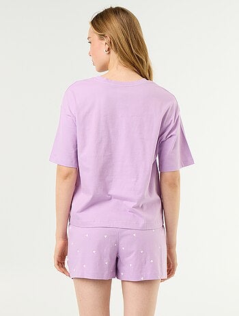 Conjunto de pijama camiseta + pantalón corto en punto de algodón