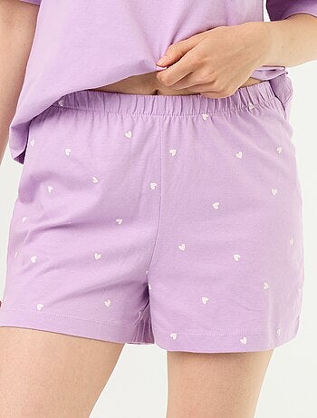 Conjunto de pijama camiseta + pantalón corto en punto de algodón
