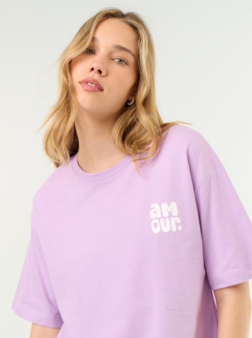 Conjunto de pijama camiseta + pantalón corto en punto de algodón - Kiabi