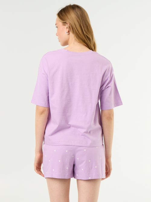 Conjunto de pijama camiseta + pantalón corto en punto de algodón - Kiabi