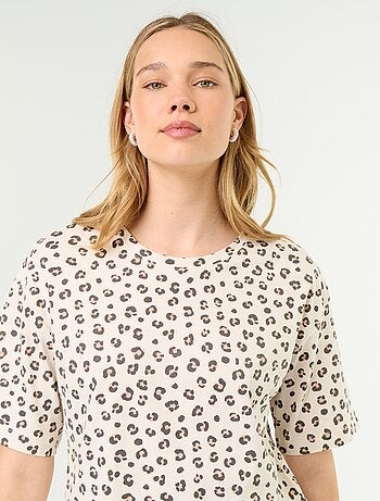 Conjunto de pijama camiseta + pantalón corto en punto de algodón