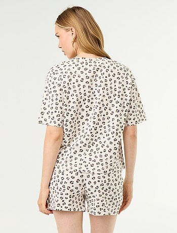Conjunto de pijama camiseta + pantalón corto en punto de algodón