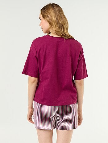 Conjunto de pijama camiseta + pantalón corto en punto de algodón