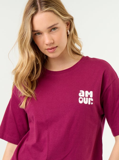 Conjunto de pijama camiseta + pantalón corto en punto de algodón - Kiabi Conjunto de pijama camiseta + pantalón corto en punto de algodón - Kiabi