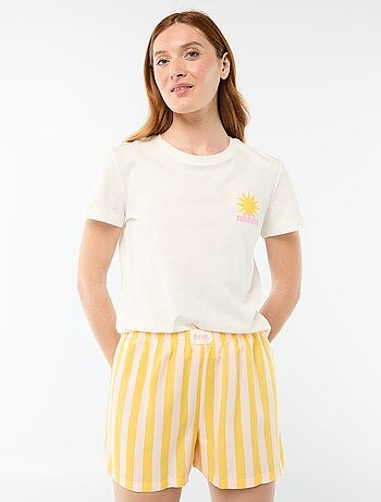 Conjunto de pijama camiseta + pantalón corto ligero con estampado de rayas